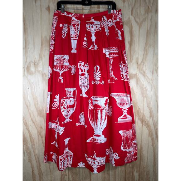 Soft Surroundings Maxi Skirt Grecian Urn Print Y2K Cottagecore Cotton Vintage - Picture 9 of 12